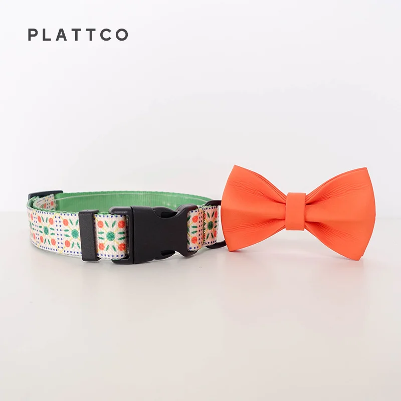 PLATTCO  personalized dog bow tie collar leash set custom FRUIT BISCUITS to walk accessory for small medium large 5 size PDC331 - imagen 3
