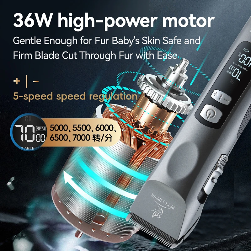 Cortadora de mascotas recargable inalámbrica Fenice, cortadora de pelo profesional de poco ruido para mascotas, Kit de afeitadora para animales - imagen 4