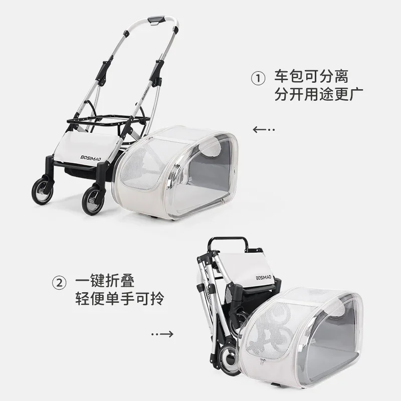 Transparent Cart Dog Transportation Cat Transparent Pet Trolley Go Out Small and Medium-sized Dog Trolley Light and Separable - imagen 3