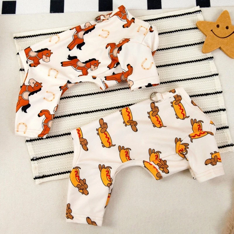 Ropa para perros con estampado de dibujos animados de cuatro patas, mono ligero Unisex para cachorros pequeños, monos transpirables para gatos de otoño y primavera - imagen 5