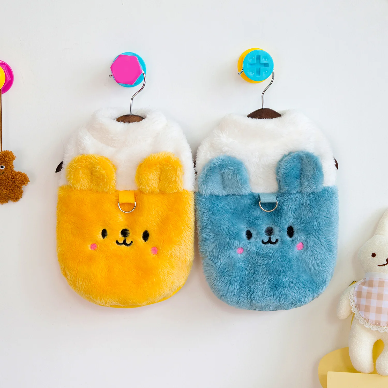 Abrigo de oso de peluche para mascotas, chaqueta de lana para perros, gatos y perros pequeños, ropa de otoño e invierno