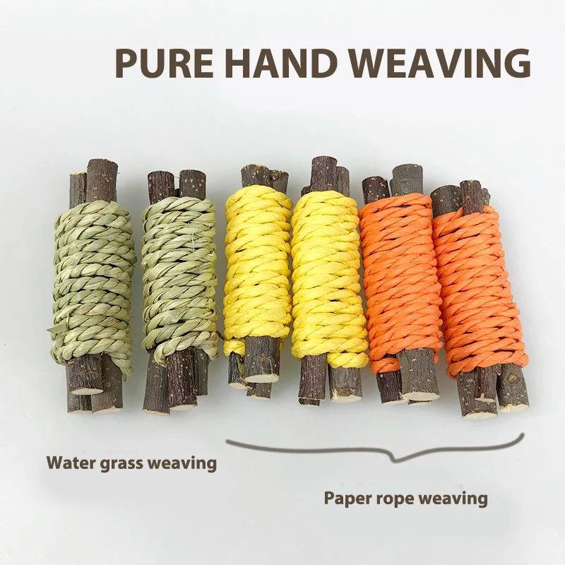 Juguete para masticar conejo, pastel de hierba de madera de manzana Natural orgánica, juguete para moler dientes de conejo para mascotas, Chinchilla, conejillos de indias, hámster, 2023 - imagen 4