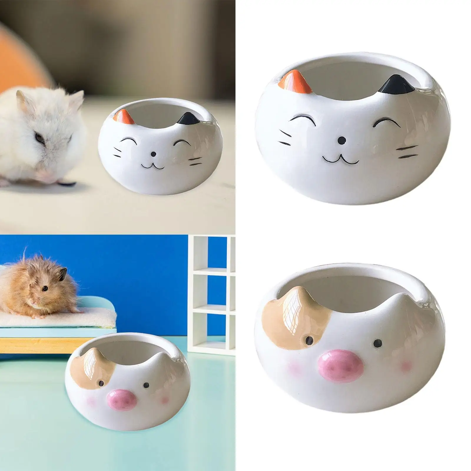 Cuenco de cerámica para comida de hámster, cuenco de comida para mascotas, fácil de limpiar, estable, comida para animales pequeños, agua portátil para ardillas, rata, hurón - imagen 4