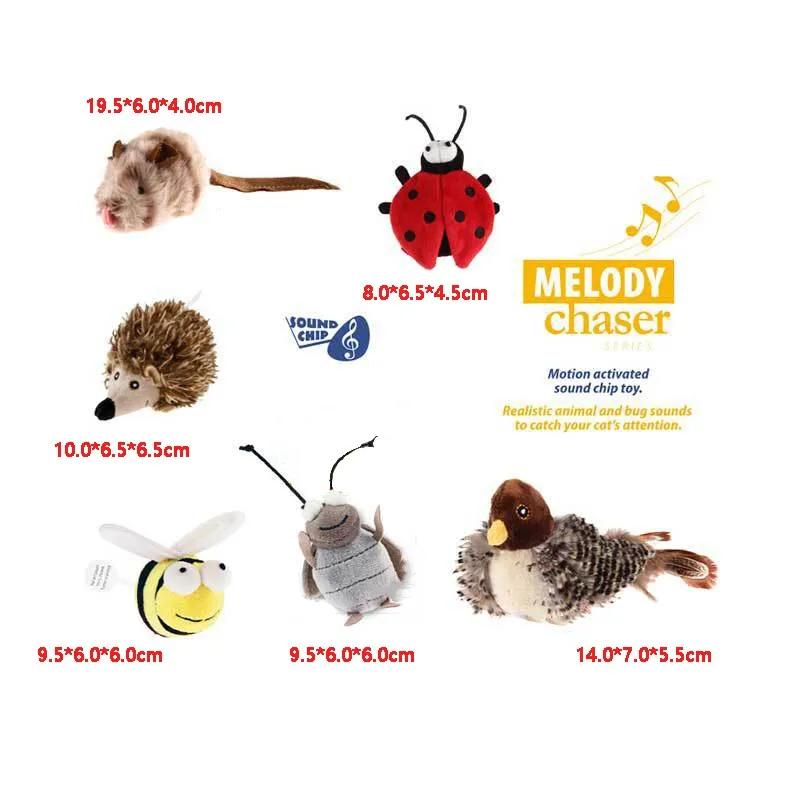 YUDODO-juguete para mascotas con sonido de simulación de pájaro en forma de ratón, gato, Gorrión, insectos, peluche interactivo, suministros para mascotas - imagen 5