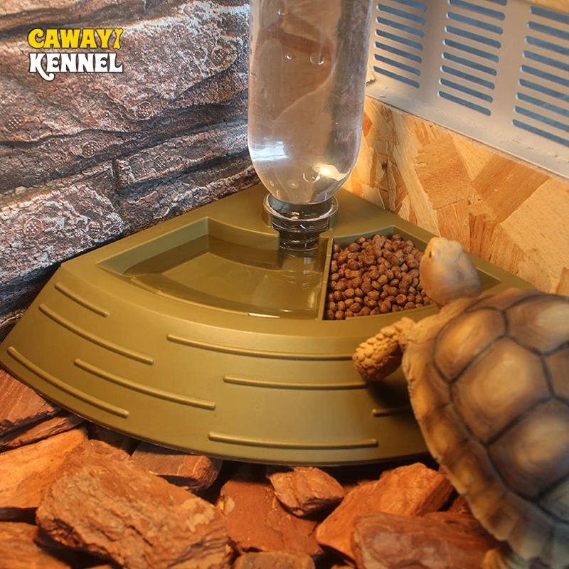 Alimentador automático para reptiles, cuenco de agua para lagarto, plato esquinero con botella de agua para mascotas, tortuga, león genado, Gecko, lagarto, 1 ud.