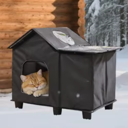 Casa Oxford elevada cálida impermeable para gatos y cachorros exterior