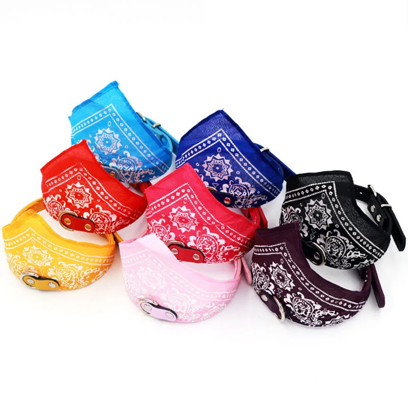 Collar clásico de cuero PU para mascotas, bufanda ajustable para perros pequeños, accesorios para cachorros y gatos, trigon - imagen 2