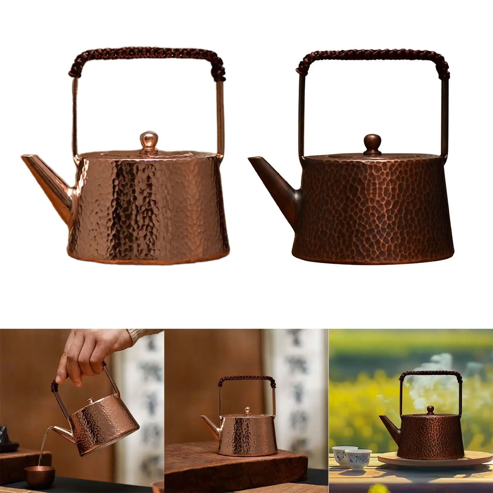 Copper Teapot 400ml Chinese Traditional Teapot Tea Maker Wrapped Handle Tea Kettle for Household Hiking Camping Hotel Kitchen Copper Teapot 400ml Chinese Traditional Teapot Tea Maker Wrapped Handle Tea Kettle for Household Hiking Camping Hotel Kitchen