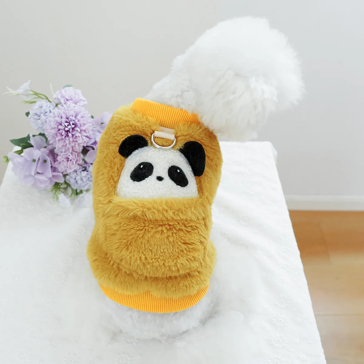 Ropa de peluche para mascotas, ropa acolchada de algodón para cachorros y gatos, panda grueso de terciopelo, otoño e invierno, nueva - imagen 2