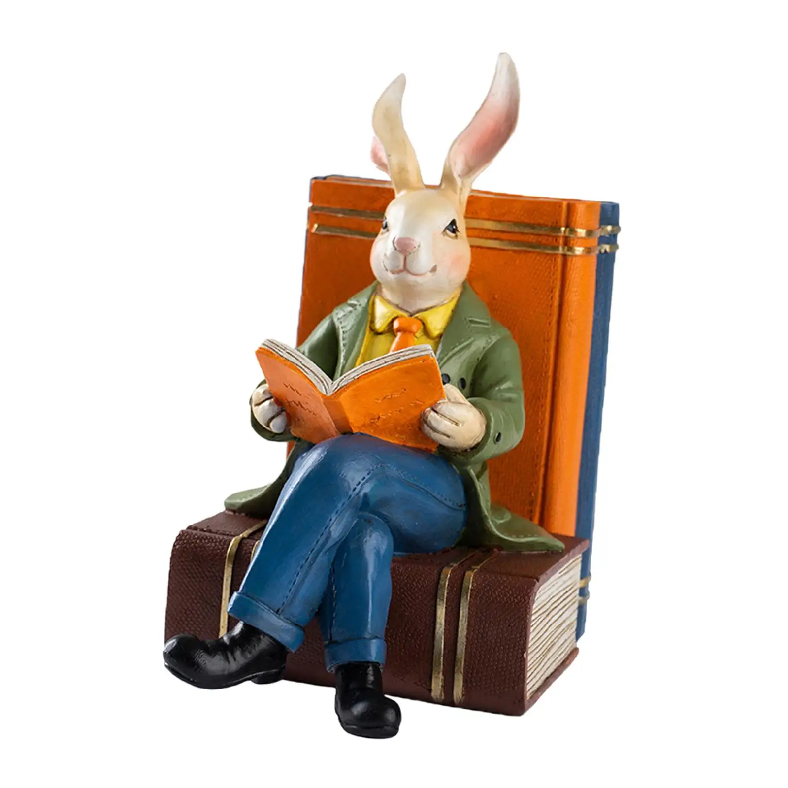 Libro de lectura Estatua de conejo Escultura de conejito para celebración de entrada de porche - imagen 3