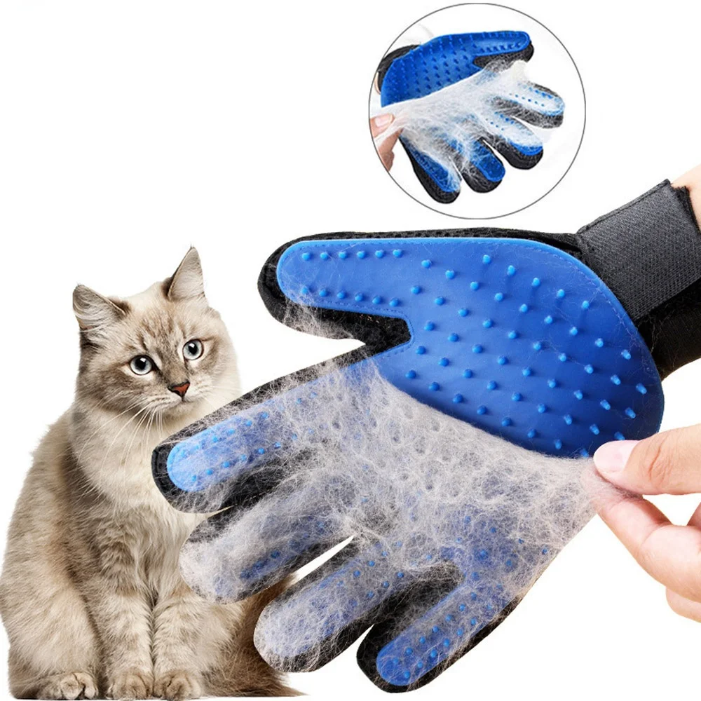 Guante de aseo para perros y gatos, peines para mascotas, cepillo de baño para Deshedding, guantes de limpieza efectiva, depilación de baño - imagen 2