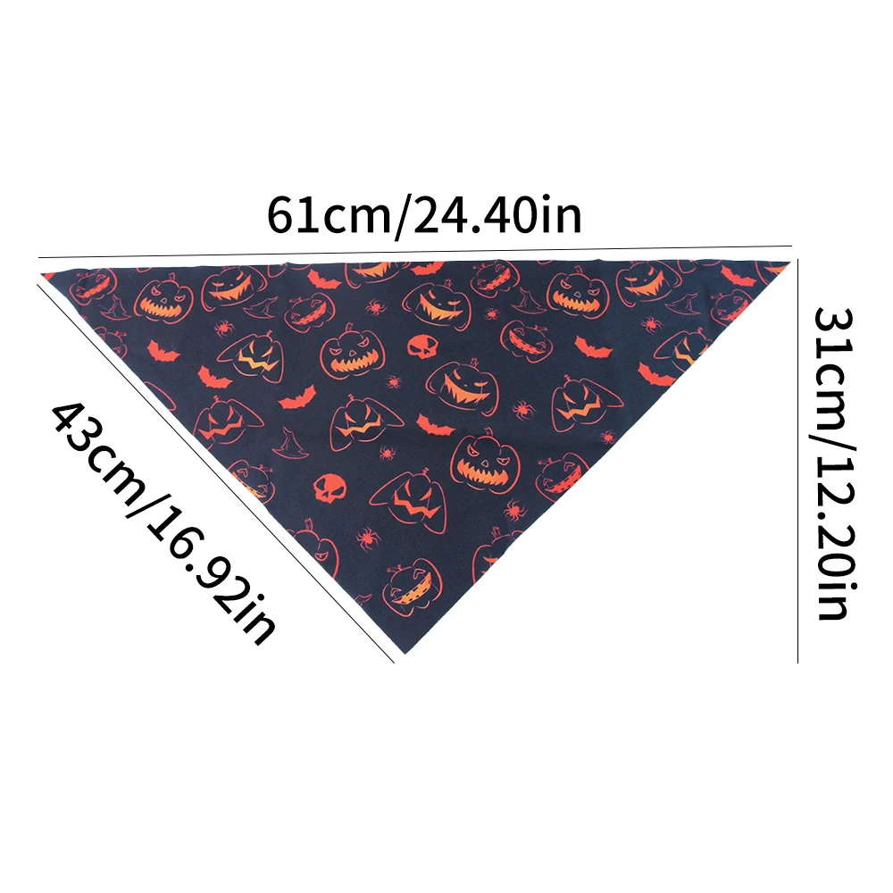 Pañuelos para perros con diseño de calabaza de Halloween, bufandas triangulares, babero transpirable para perros y gatos, razas pequeñas y medianas, para todas las estaciones, 1 ud. - imagen 4