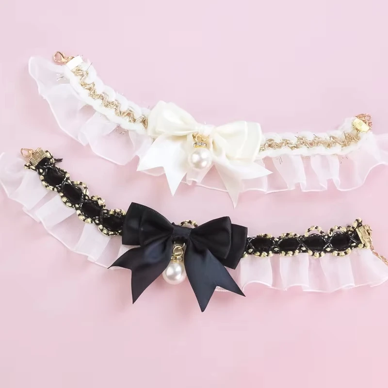 Collar para perro, bonito lazo de encaje, collares para perros y gatos, collar ajustable para gato, joyería, accesorios decorativos para mascotas con cuello dulce, suministros para mascotas - imagen 4