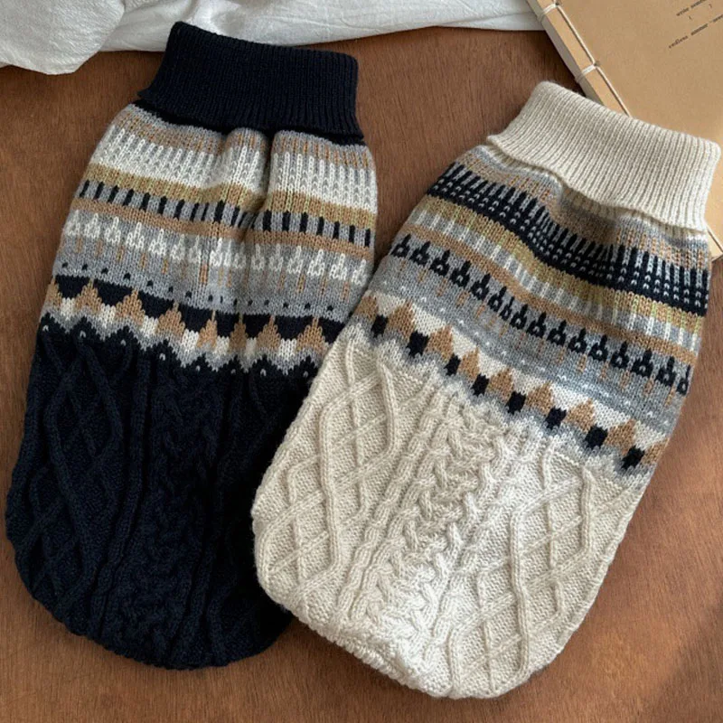 Ropa cálida para perros, suéter tejido de cuello alto para perros pequeños y medianos, disfraz de punto para perro salchicha, Chihuahua, trajes XS