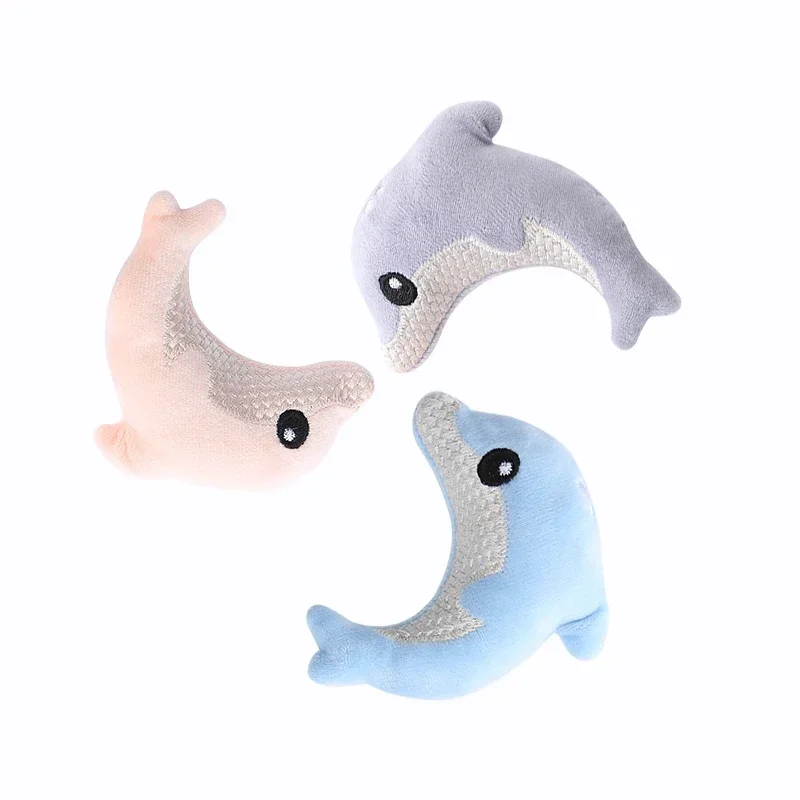 Pet cat toy Cute stuffed animal baby dolphin with catnip nibble funny toy - imagen 2