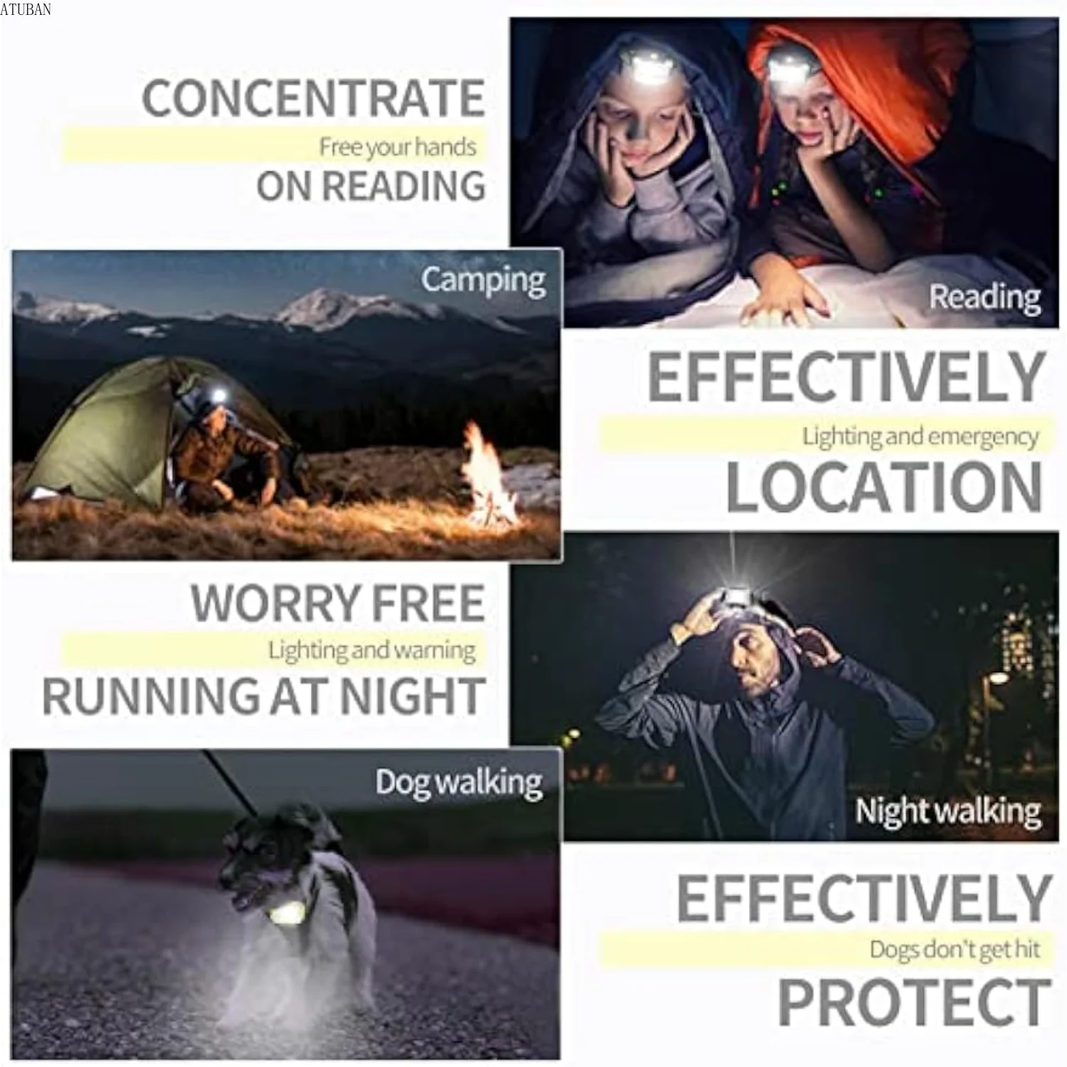 ATUBAN-Paquete de 3 luces para perro para caminar por la noche, 3 parpadeantes, modelo brillante, luz nocturna de seguridad para perro, ajustable para correr, acampar, bicicleta - imagen 4