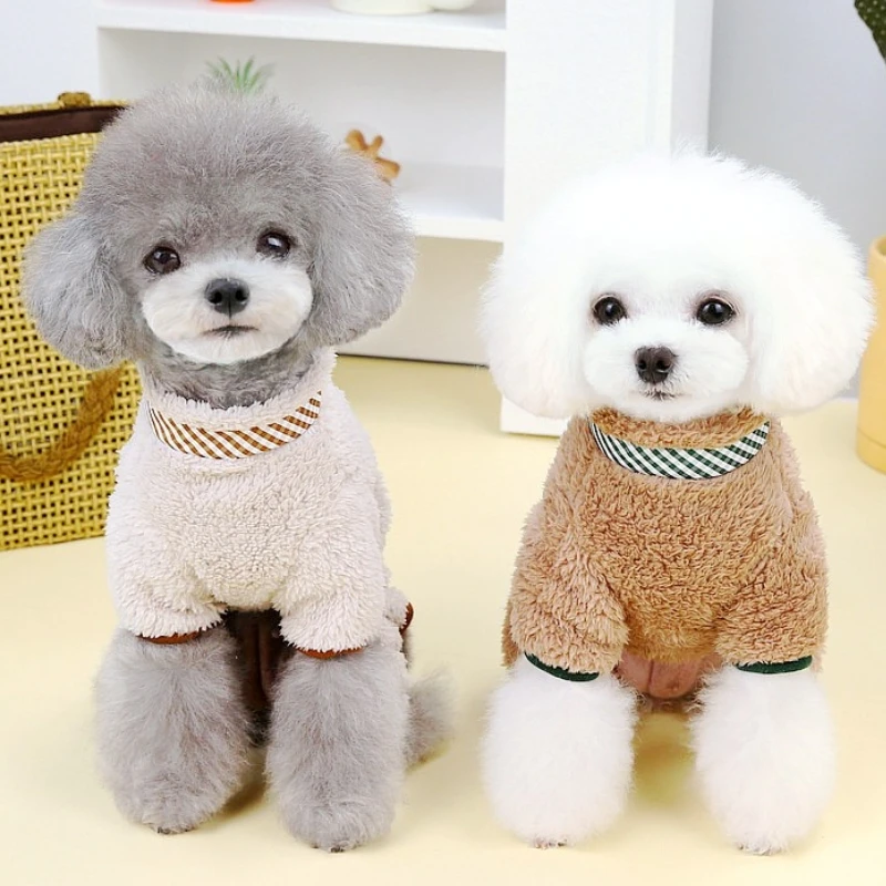 Ropa bonita y lisa para perros, monos cálidos y suaves para perros, peleles de invierno de felpa para cachorros, monos de moda para gatos, pijamas para perros, monos para mascotas, trajes