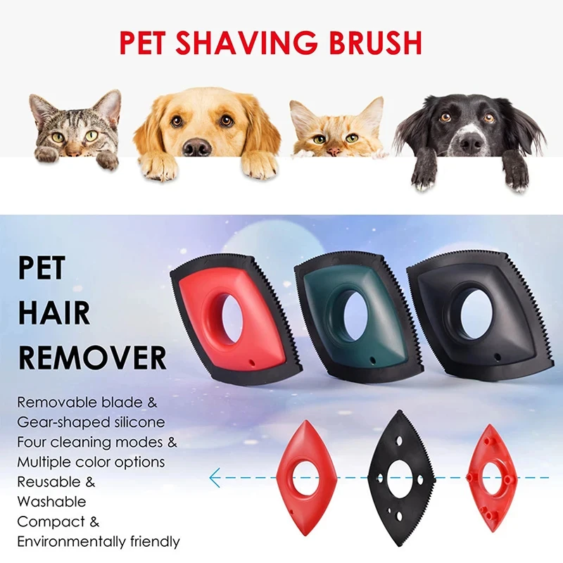 Peine removedor de pelo para mascotas, 4 modos, cepillo para perros y gatos, herramienta de limpieza, alfombra, sofá, tela, asiento de coche, peines reutilizables de goma para mascotas - imagen 4