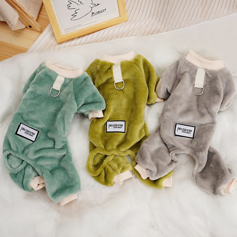 Pijamas térmicos de franela para perros, mono de invierno para cachorros, ropa para mascotas en clima frío, ropa cálida para perros pequeños - imagen 4