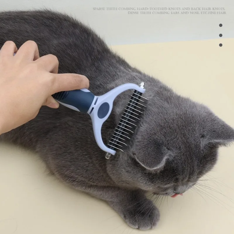 Peines de doble cara para perros, cepillo de aseo para mascotas, removedor de pelo de mascotas, peines anudados abiertos para gatos, limpieza de pelo, suministros para mascotas - imagen 3