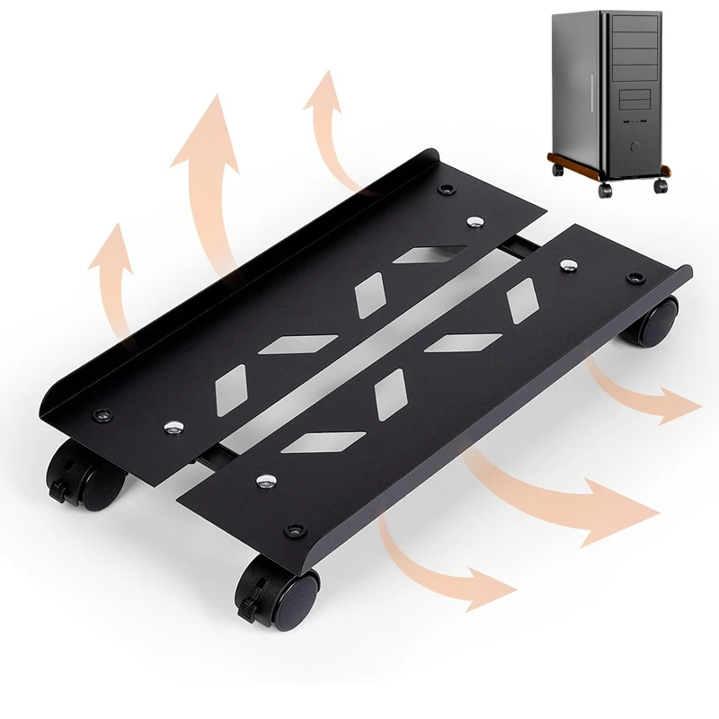 Soporte para CPU móvil con ruedas giratorias, torre ajustable para PC, soporte para CPU, carrito de suelo de acero para PC, elevador de PC, accesorios de escritorio de oficina - imagen 2