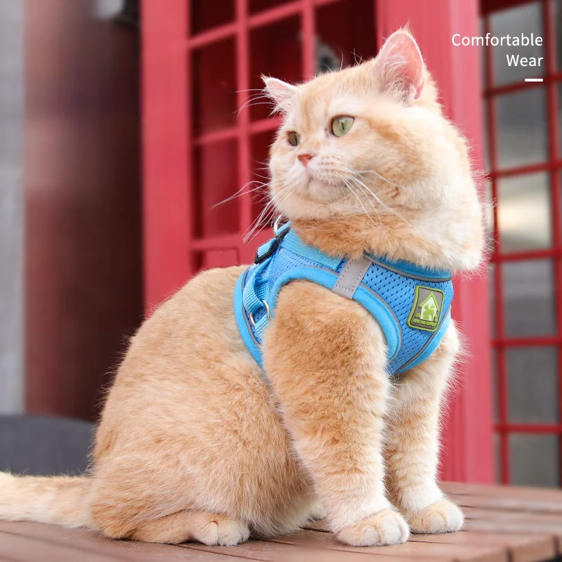 Arnés de pecho con correa reflectante para gatos, correa de pecho para cachorros, malla transpirable para mascotas, cuerda para caminar en la espalda - imagen 2