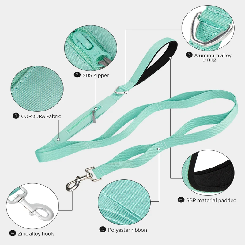 PEQUEÑA COMBINACIÓN Correa ligera para perros para perros pequeños, medianos y grandes con doble asa Correa para cachorros Diseñador de bolsillo Correa para mascotas corriendo - imagen 2