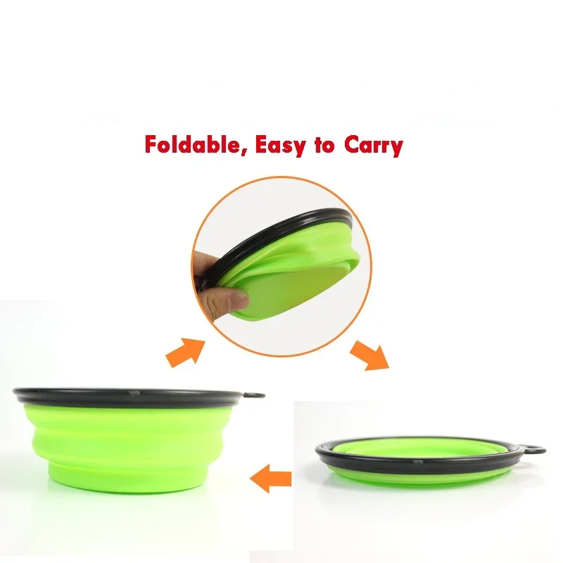 Cuenco plegable grande de silicona para perros y mascotas, contenedor de comida portátil para viajes al aire libre, alimentador, plato, 1000ml - imagen 4