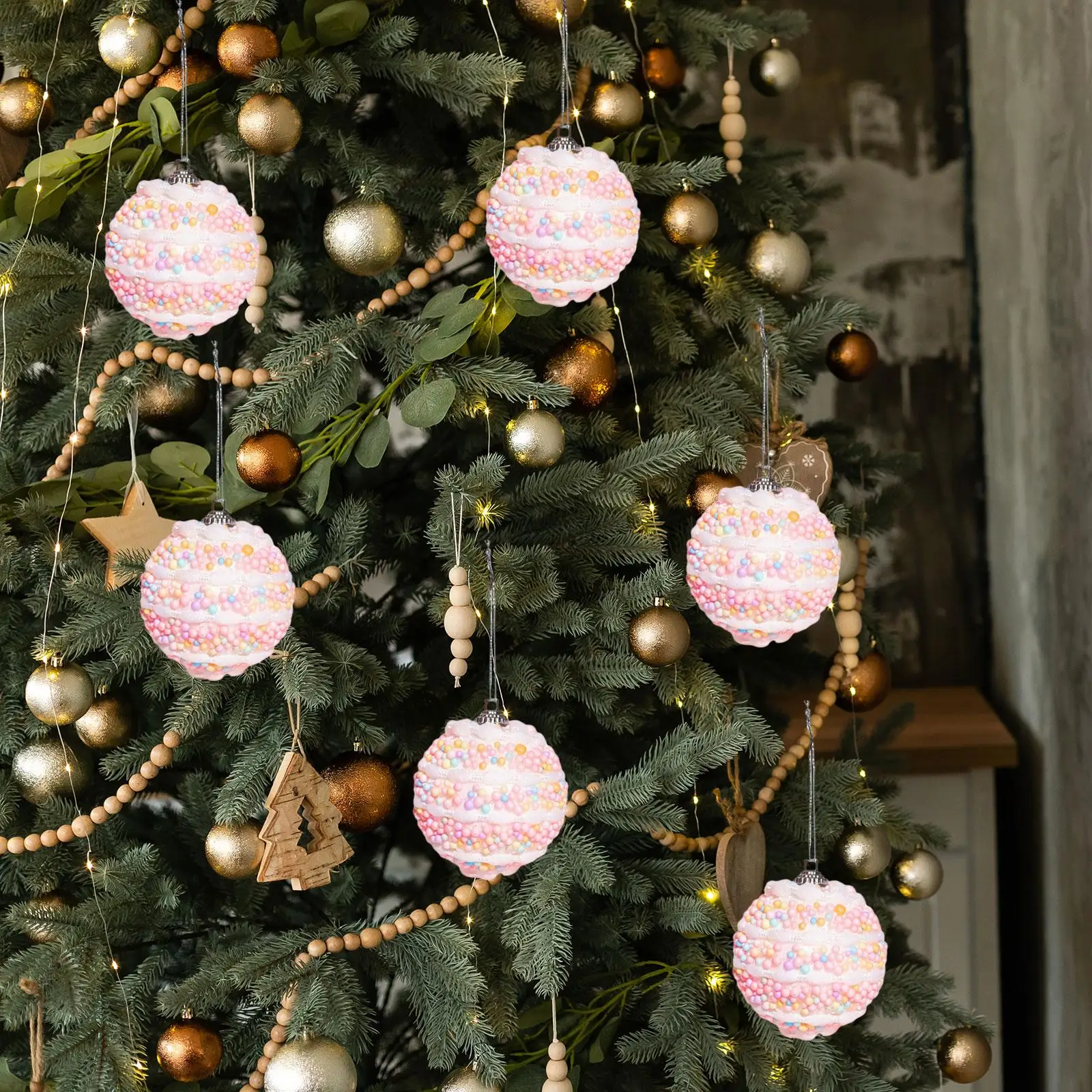 6x adornos de bolas de Navidad adornos decorativos decoraciones para árboles de Navidad colgantes para restaurante - imagen 4