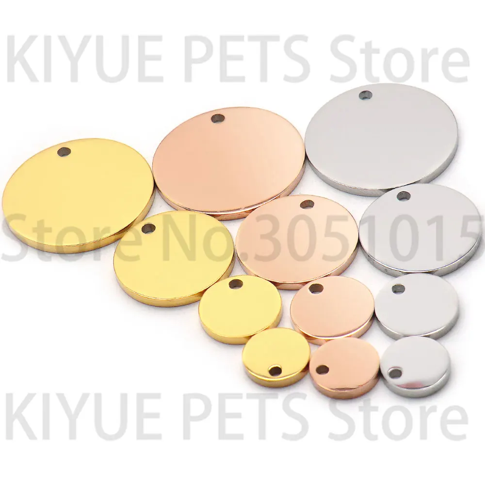 100 unids/lote etiqueta grabable de acero inoxidable para collar etiquetas de estampado de placa en blanco para dijes de logotipo personalizado etiqueta de identificación de mascota joyería DIY - imagen 4