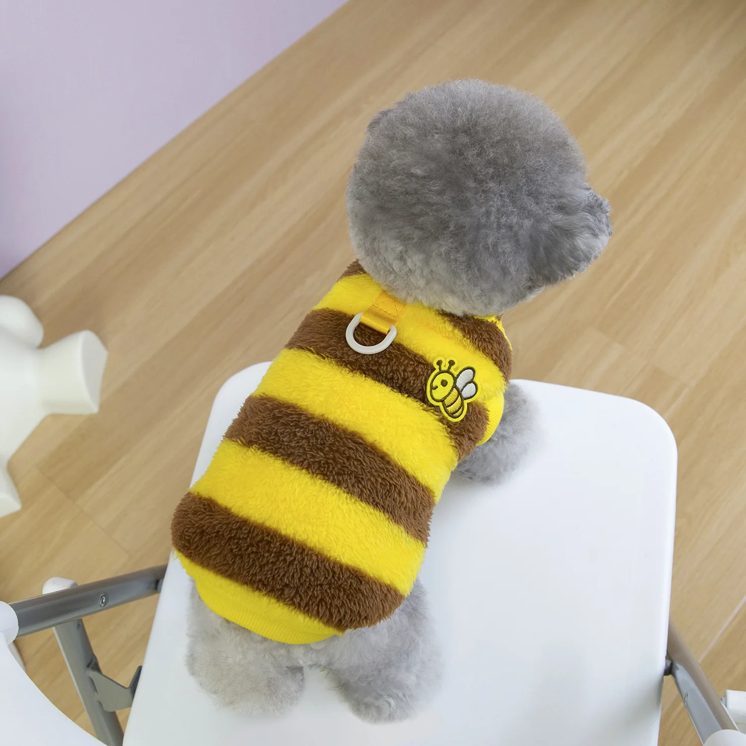 Fleece Dog Sweater Cute Stripe Bee Costume Puppy Pullover Coat Winter dog clothes for Small Dogs - imagen 4