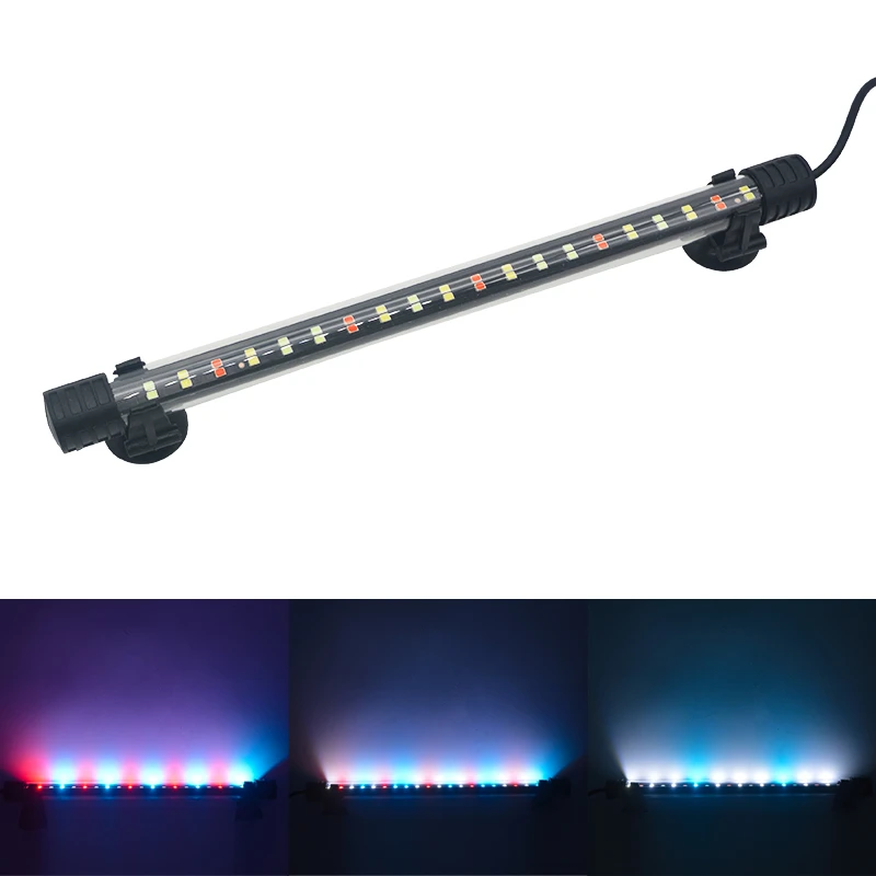 Luz LED impermeable para acuario, lámpara subacuática para pecera, luz con Clip, decoración de acuarios, iluminación, lámpara sumergible, cultivo de plantas, 220-240V
