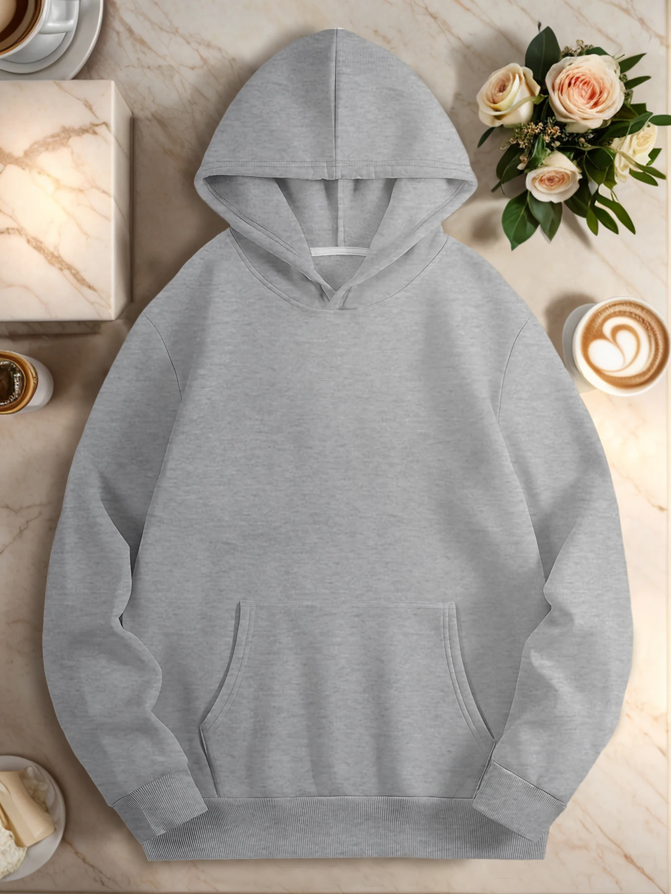 Sudadera con capucha de talla grande para hombre, corte relajado, capucha 3D, bolsillo delantero tipo canguro, simple y elegante, versátil para todo tipo de cuerpo - imagen 3