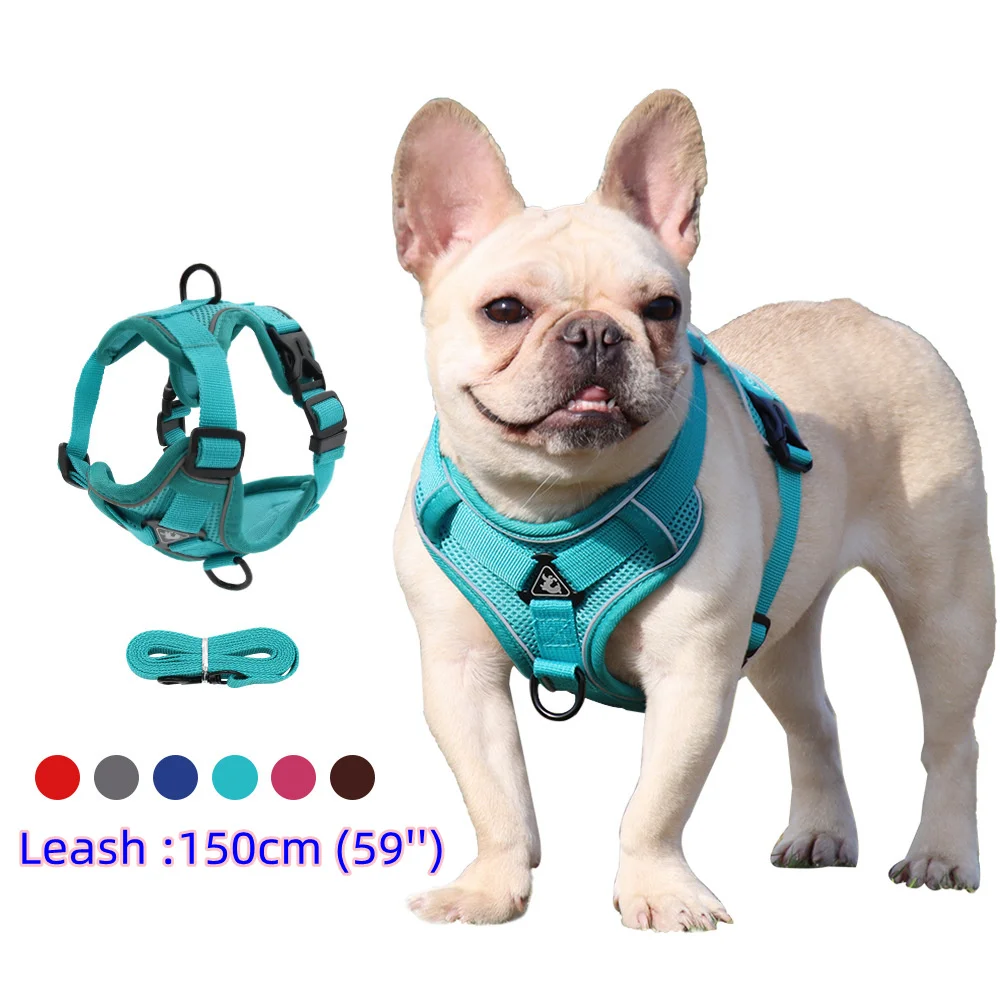 Juego de arnés y correa, accesorios para mascotas, arnés para perros pequeños, Bulldog Francés, Pug, Pitbull, cachorro, Collar pectoral, suministros para Chiens