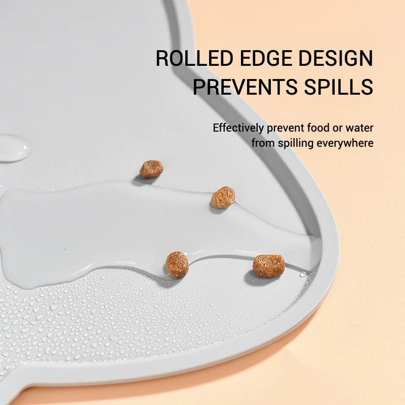 Mantel Individual de silicona con forma de cabeza de gato para mascotas, tapete antideslizante impermeable de calidad alimentaria con borde elevado para cuencos para perros y gatos, duradero a prueba de derrames - imagen 2