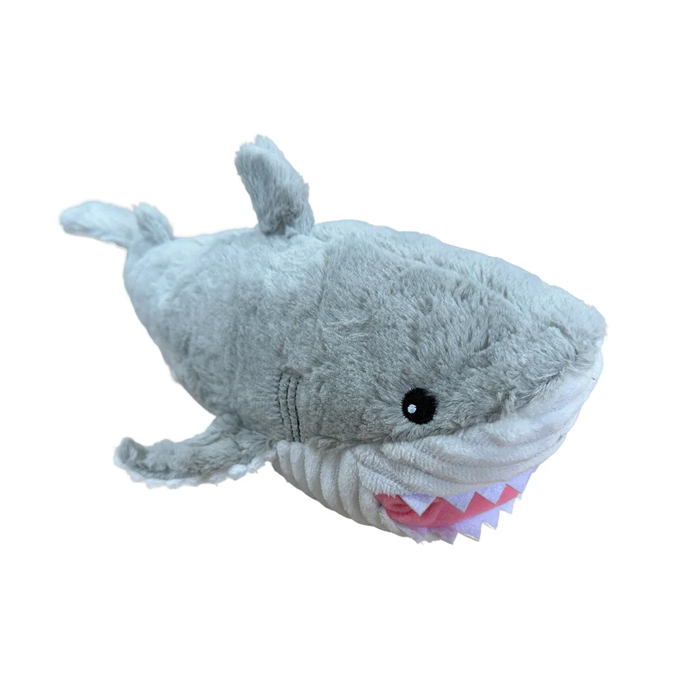 Juguete de perro de peluche de tiburón chirriante: juguete interactivo duradero antimordeduras para masticar, muñeco compañero de peluche suave para aliviar el aburrimiento, - imagen 3