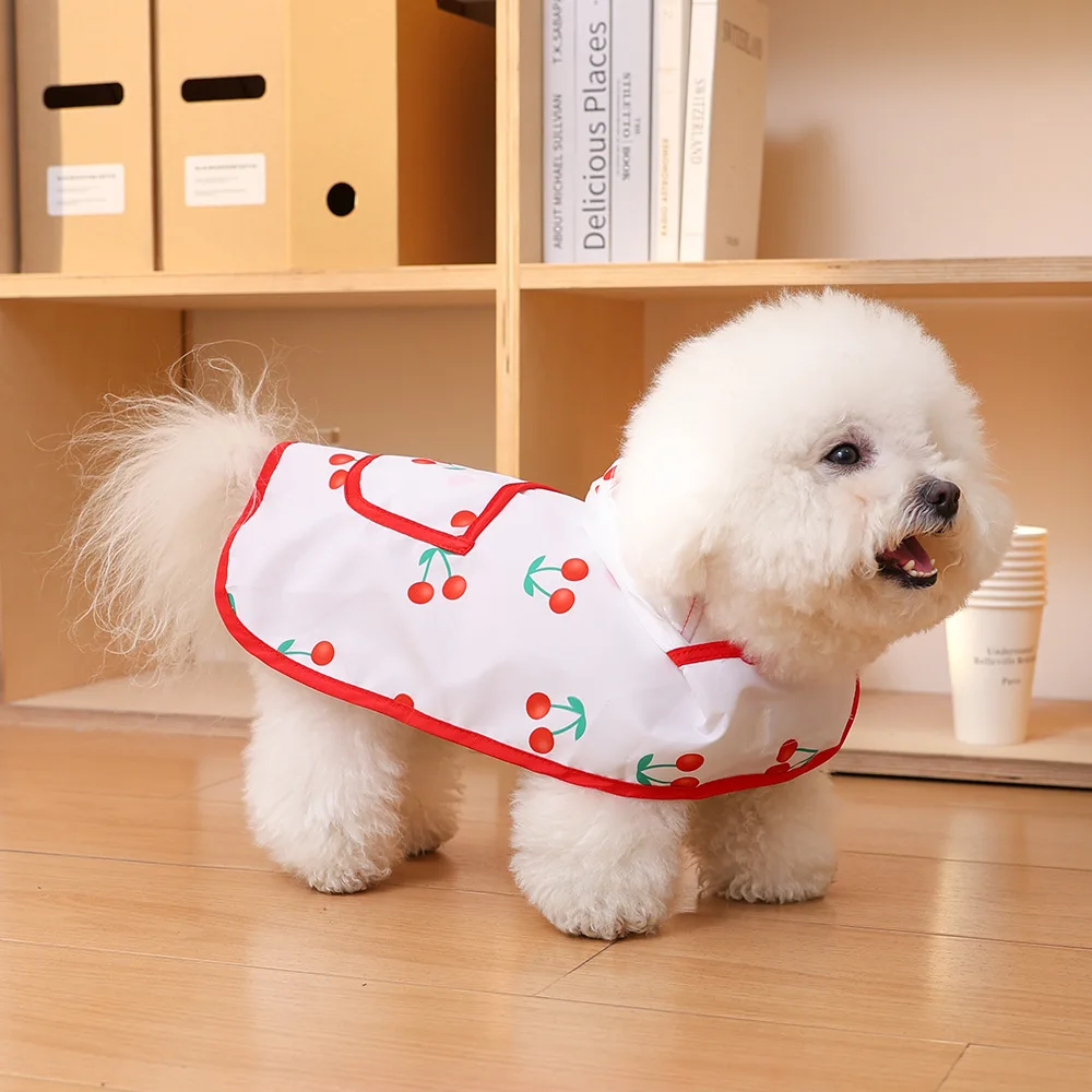 Chubasquero de primavera para mascotas, ropa impermeable para perros, capa de cereza bonita de tamaño pequeño y mediano, abrigo protector solar a prueba de viento para gatos - imagen 3