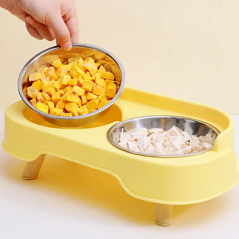Cuenco para perros, cuenco de comida para perros de acero inoxidable, cuencos dobles para alimentación de perros, Protector de cuello, alimentador para mascotas, alimentador desmontable, cuencos de agua para gatos - imagen 2