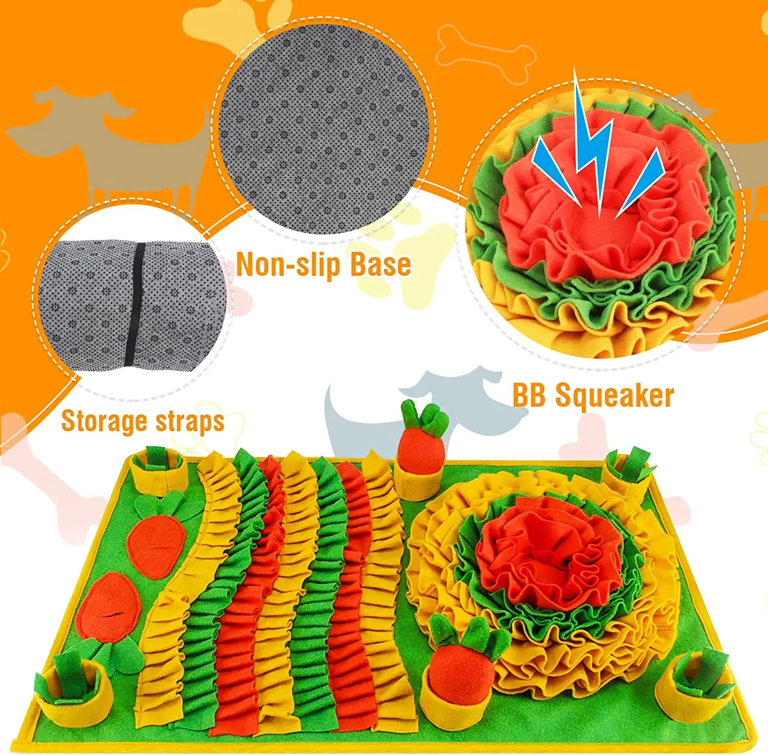 Alfombrilla antiasfixia para perros, manta de entrenamiento para perros y gatos, juguete de trabajo para la nariz, estera de inteligencia de alimentación lenta - imagen 2