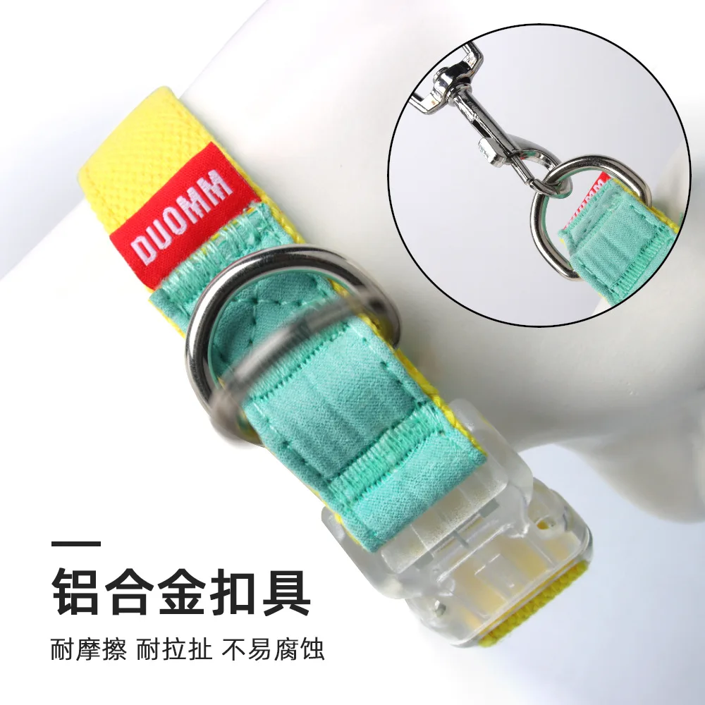 Collar para mascotas resistente al desgaste Collar para perro resistente al desgaste de nailon de color contrastante de algodón y lino respetuoso con el medio ambiente - imagen 3