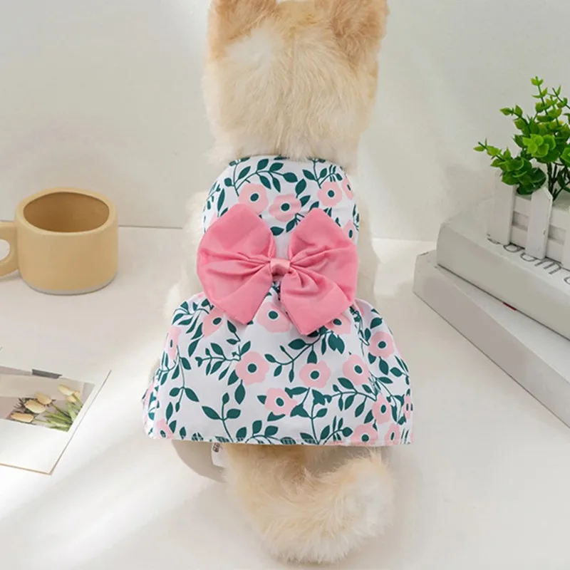 Vestidos para perros pequeños y niñas, vestidos florales para cachorros, vestido de princesa con lazo, trajes bonitos de verano, ropa para gatos