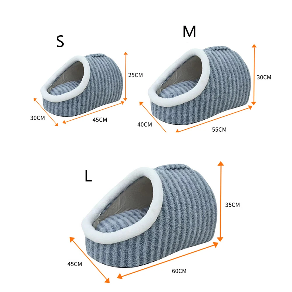 Perrera para perros de esponja gruesa y cálida a la moda, nido para gatos, diseño de zapatilla a rayas, cama para mascotas, cómoda y lavable, estera para dormir para mascotas