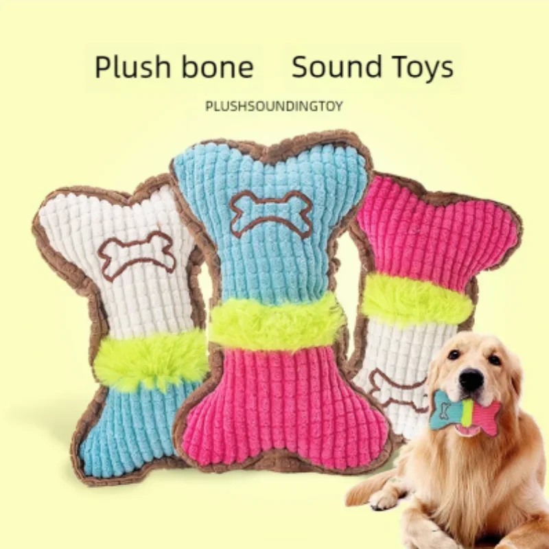 Juguete chirriante de peluche para perros, juguete para masticar hueso para razas pequeñas a medianas, masticadores agresivos, limpieza de dientes de cachorro, juego divertido, accesorio para mascotas, 1 ud. - imagen 2