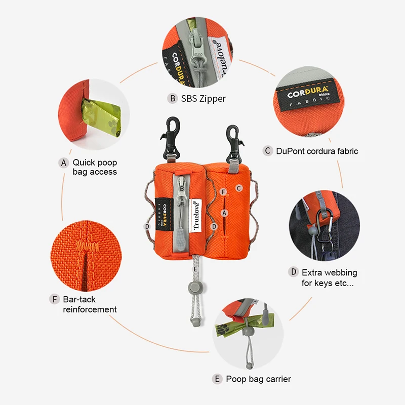 Truelove-dispensador de bolsas pequeñas ajustable para perros, soporte para bolsas de caca canina con mosquetón, adecuado para todas las correas para perros, caminar, TLB2012 - imagen 5