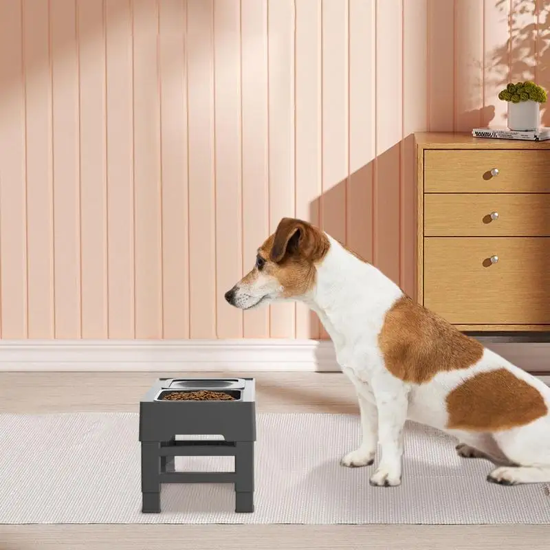 Cuenco ajustable para perros, comedero para perros, cuencos elevados a prueba de suciedad con 2 tazones de comida, doble comedor, plato de comida de acero - imagen 3