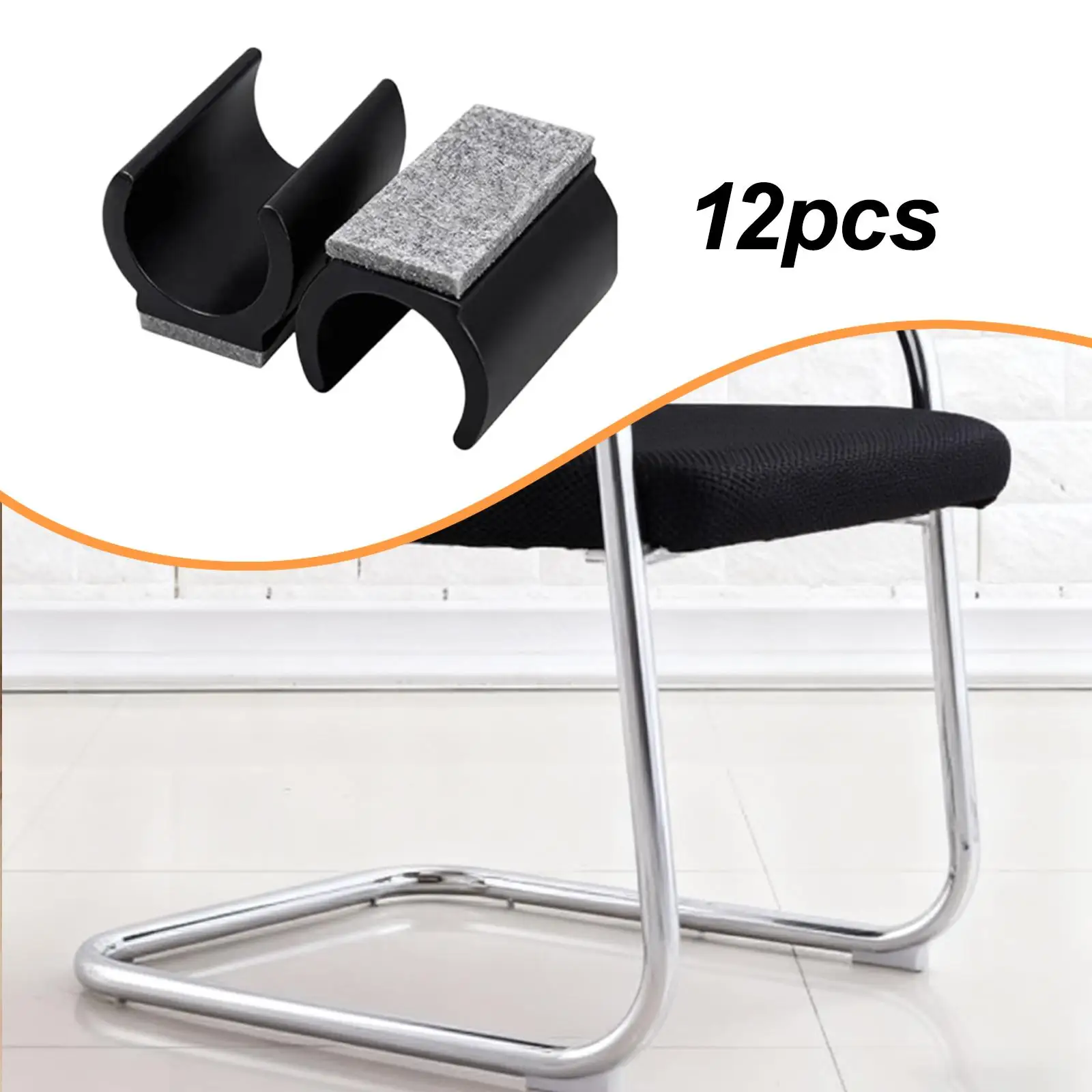 12Pcs Chair Foot U Shaped Slide Smoothly Glides Chair Leg Tips Caps Floor Protectors