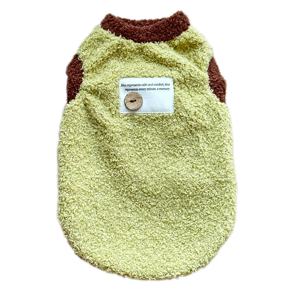 Chaleco contrastante de piel de cordero para mascotas Otoño Invierno con abrigo sin mangas de peluche lindo abrigo de felpa de cuello alto para gatos ropa para cachorros - imagen 5