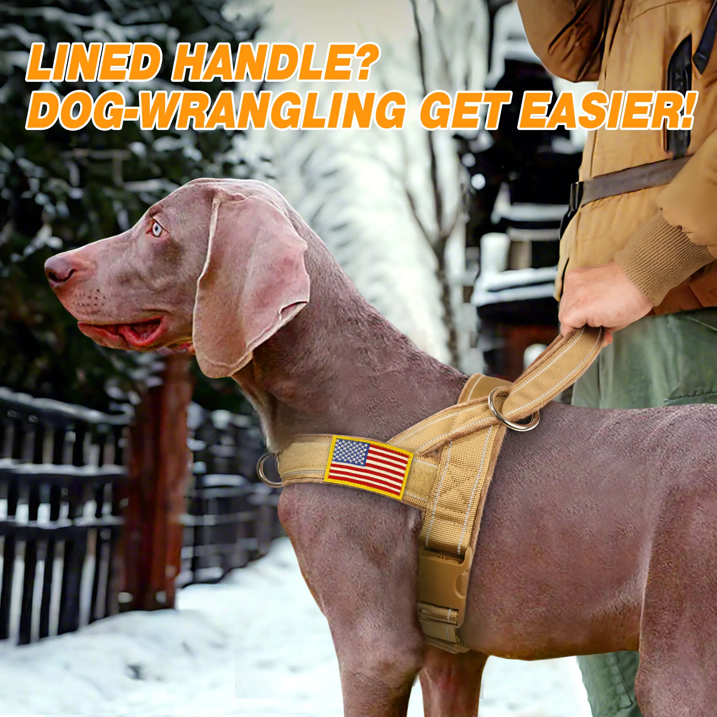 Arnés táctico reflectante para perros, arnés de entrenamiento para mascotas con asa, chaleco para perros sin tirar, regalo con bandera gratis para perros medianos y grandes Pitbull - imagen 5