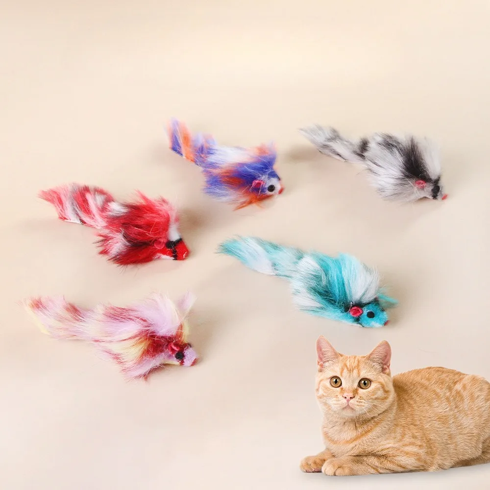 Juguetes de peluche coloridos para gatos, ratones falsos interactivos, juguetes adecuados para gatos pequeños, productos para mascotas