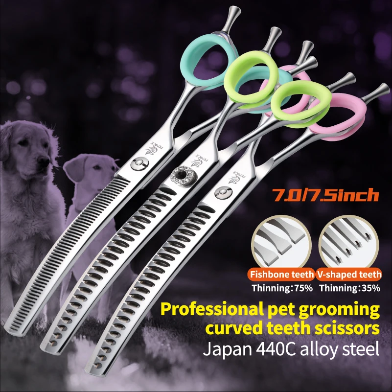 Tijeras curvadas de adelgazamiento para perros – Acero profesional